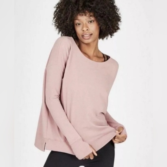 Sweaty Betty Dolman Sleeve Boxy Peach Sweatshirt with Thumbholes Oversized S - Picture 2 of 11